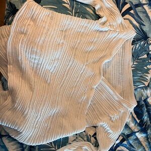 Santorini Greece white  Ribbed Wrap Sweater